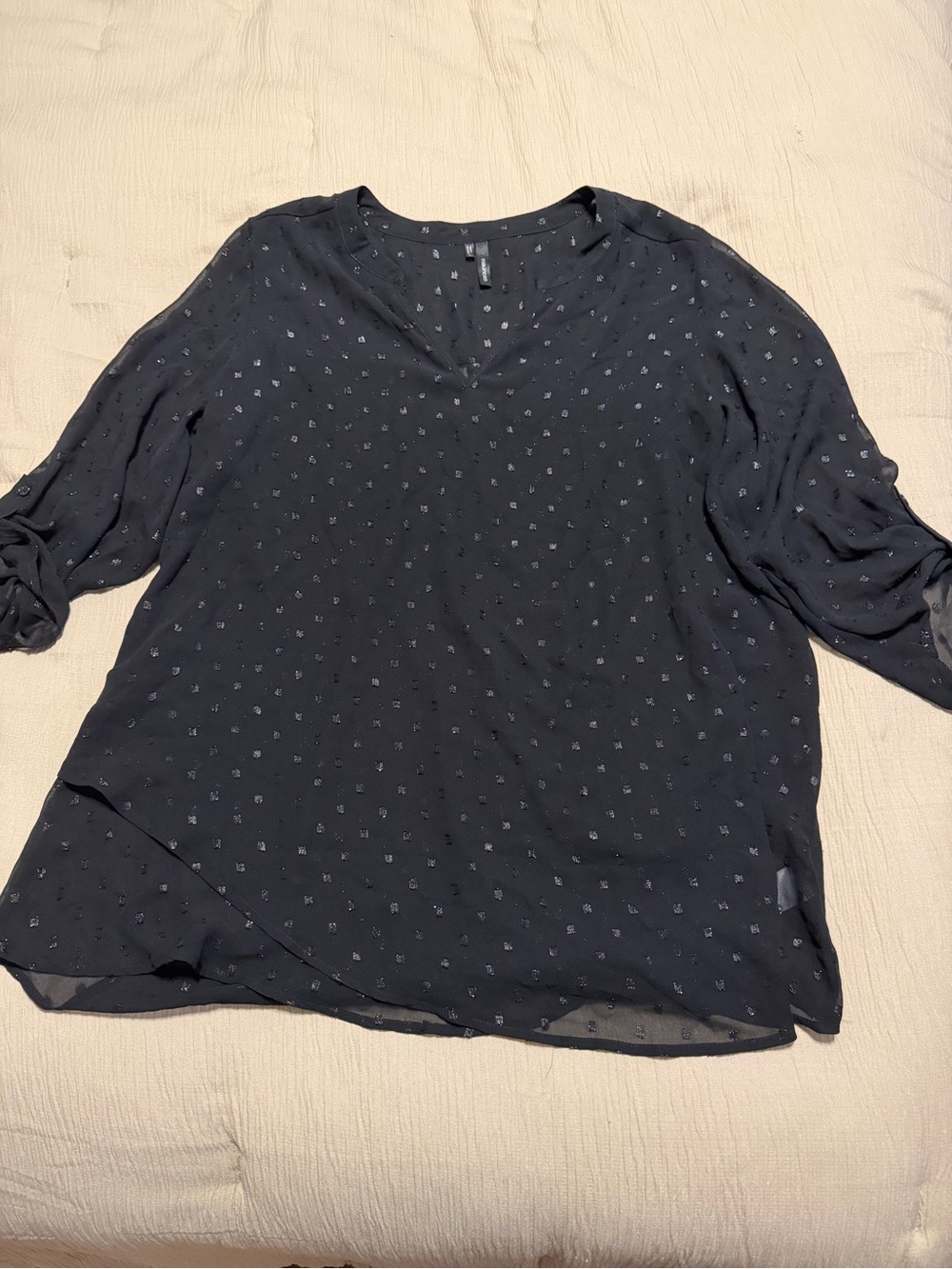 Maurices V-Neck Dot Print Blouse - Black